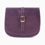 Minimalist Purple Leather Crossbody Bag | Plum Leather Saddle Bag