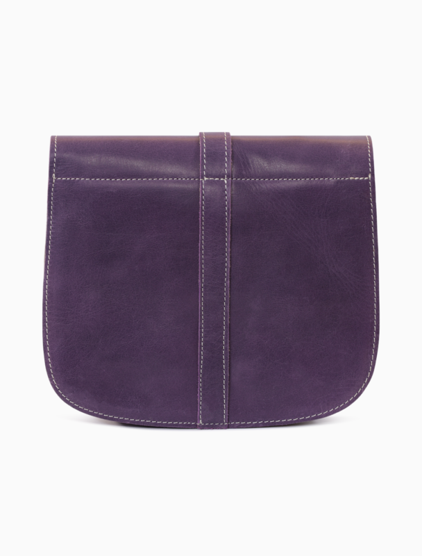 Minimalist Purple Leather Crossbody Bag | Plum Leather Saddle Bag