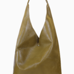 Minimalist Olive Green Leather Hobo Bag | Slouchy Shoulder Bag for Women