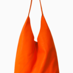 Minimalist Orange Leather Hobo Bag | Slouchy Tangerine Shoulder Bag