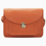 Perforated Tangerine Leather Messenger Bag | Vibrant Vintage Crossbody