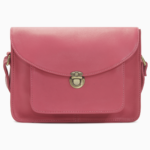 Classic Rose Pink Leather Messenger Bag | Elegant Vintage Crossbody Satchel