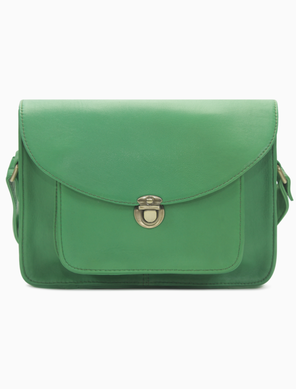 Classic Meadow Green Leather Messenger Bag | Vintage Structured Crossbody Satchel