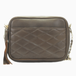 Quilted Espresso Leather Camera Bag | Rich Brown Diamond-Stitched Crossbody