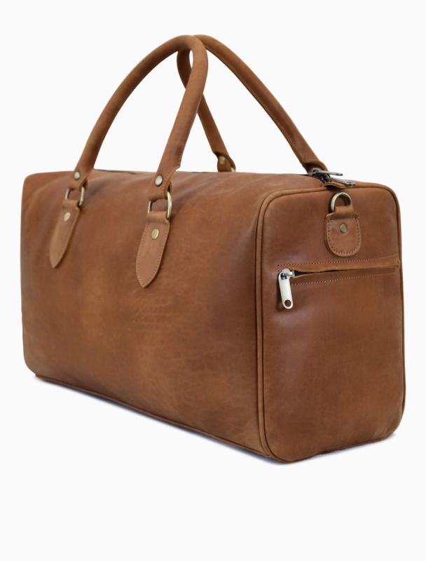 Heritage Cognac Leather Duffel Bag | Premium Oversized Weekender Travel Bag