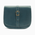 Minimalist Teal Leather Saddle Bag | Elegant Curvy Crossbody