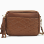 Quilted Cognac Leather Camera Bag | Timeless Caramel Diamond-Stitched Crossbody