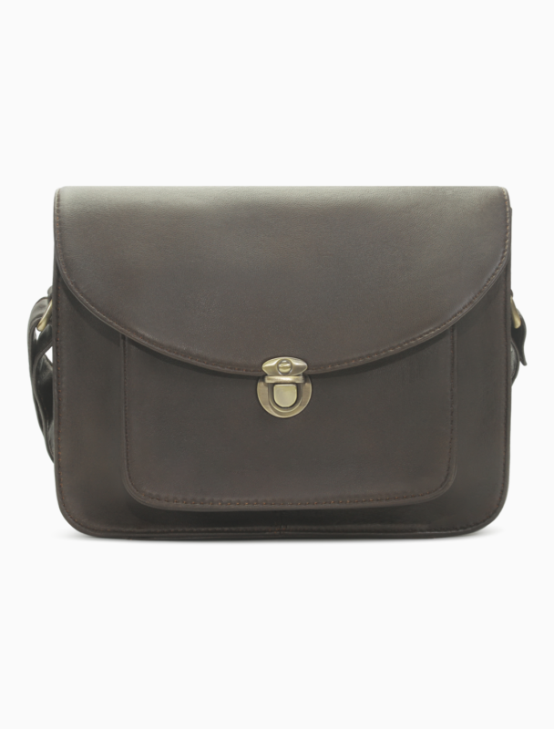 Classic Black Leather Messenger Bag | Vintage Structured Crossbody