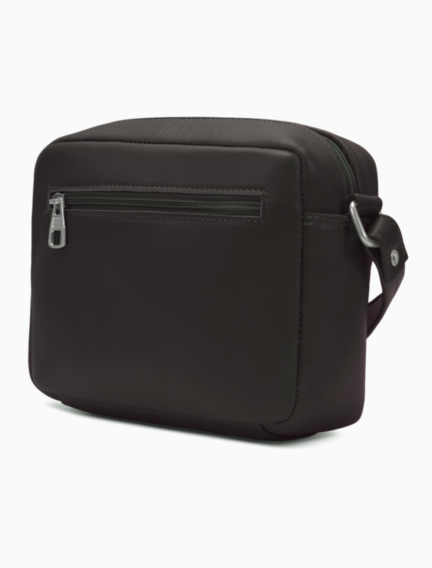 Minimalist Espresso Leather Crossbody Bag | Compact Pebbled Leather Travel Bag