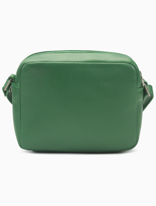 Minimalist Meadow Green Camera Bag | Modern Boxy Leather Crossbody