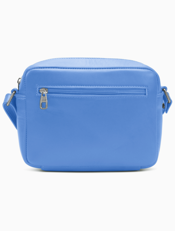 Minimalist Slate Blue Camera Bag | Modern Boxy Leather Crossbody