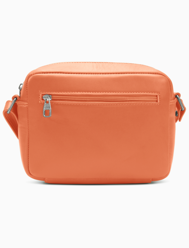 Minimalist Orange Camera Bag | Modern Boxy Leather Crossbody