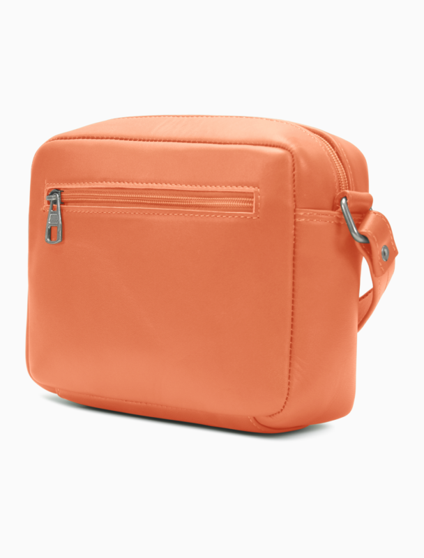 Minimalist Orange Camera Bag | Modern Boxy Leather Crossbody
