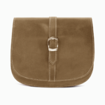 Minimalist Brown Leather Saddle Bag | Elegant Curvy Crossbody