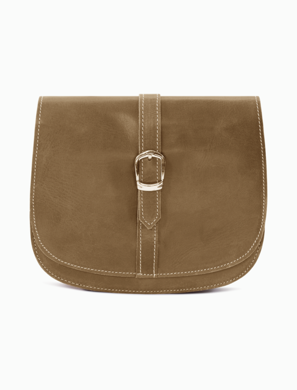 Minimalist Brown Leather Saddle Bag | Elegant Curvy Crossbody