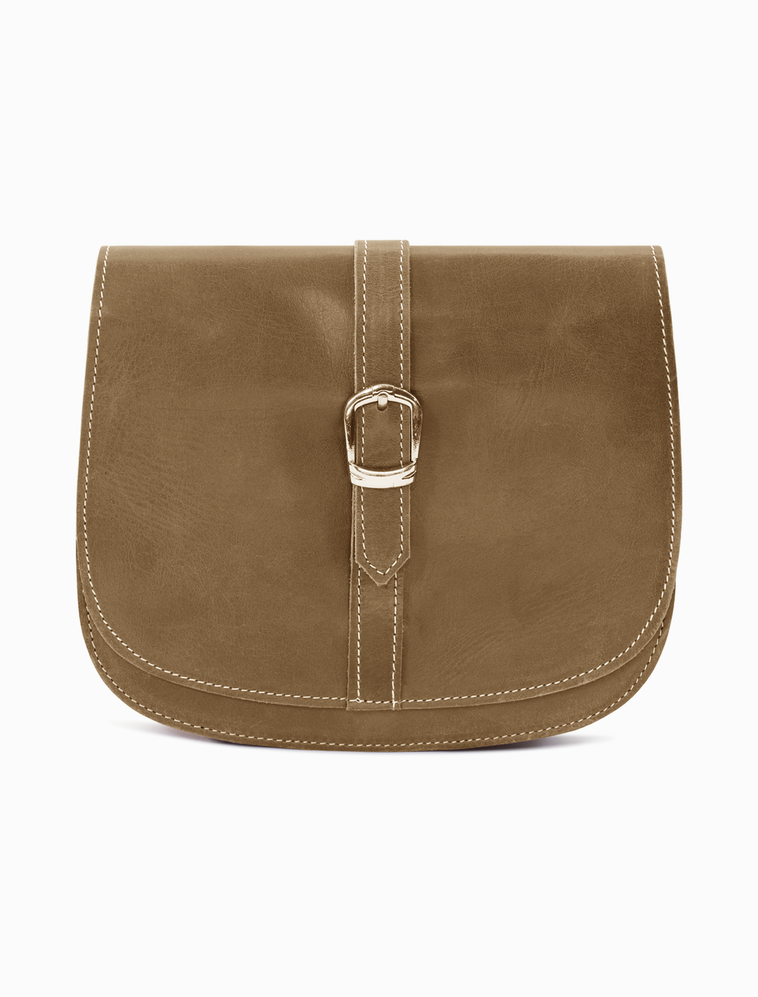 Minimalist Brown Leather Saddle Bag | Elegant Curvy Crossbody Minimalist Brown Leather Saddle Bag | Elegant Curvy Crossbody