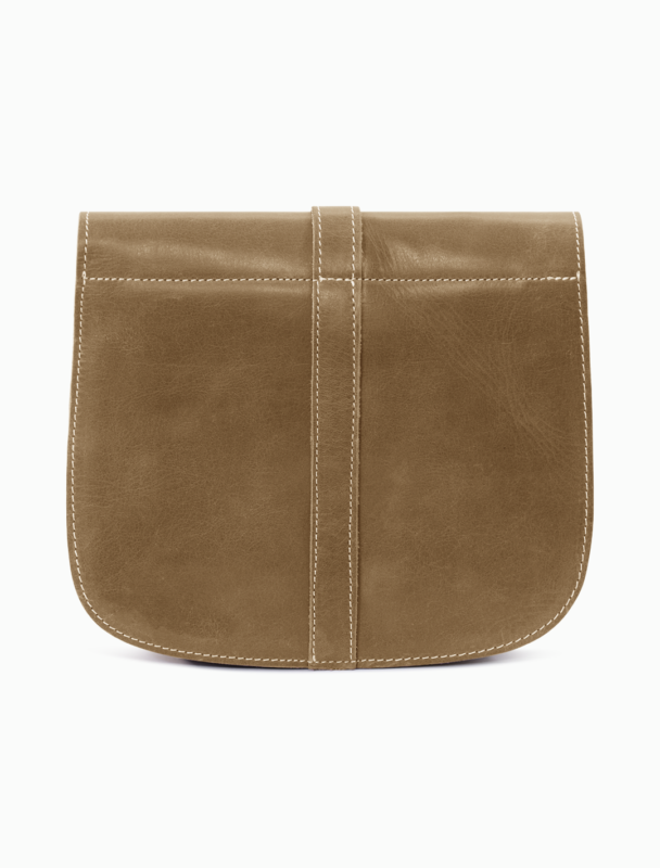 Minimalist Brown Leather Saddle Bag | Elegant Curvy Crossbody