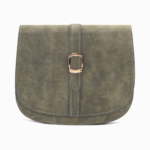 Minimalist Sage Olive Leather Saddle Bag | Elegant Curvy Crossbody
