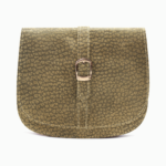 Minimalist Textured Olive Leather Saddle Bag | Elegant Curvy Crossbody