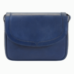 Minimalist Royal Blue Leather Flap Crossbody Bag | Modern Shoulder Bag