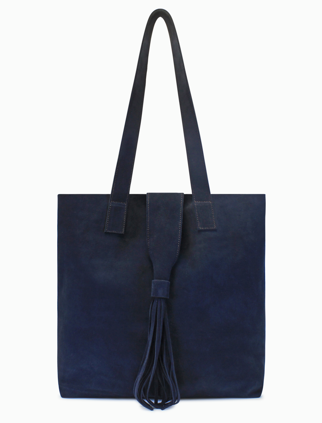 Large Navy Blue Suede Tote Bag | Tassel Shoulder Bag Large Navy Blue Suede Tote Bag | Tassel Shoulder Bag