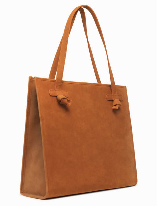 Large Camel Suede Tote Bag | Knotted Handle Everyday Bag