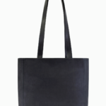 Large Dark Blue Suede Leather Tote Bag | Minimalist Shoulder Bag