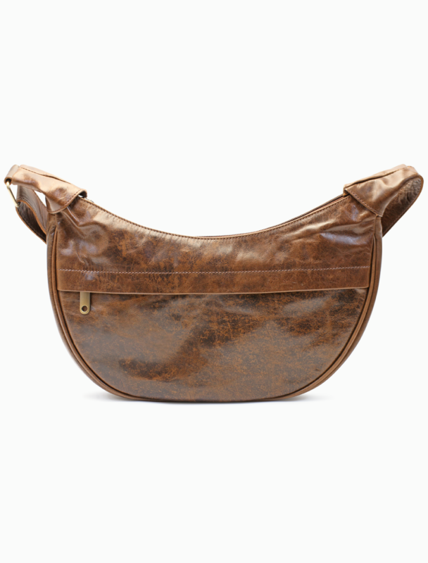 Crescent Brown Leather Hobo Bag | Half Moon Shoulder Bag