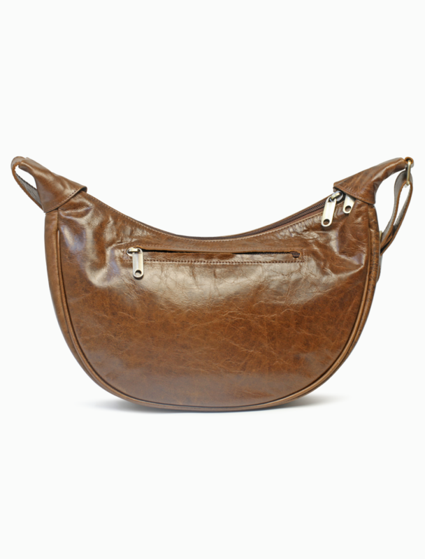 Crescent Brown Leather Hobo Bag | Half Moon Shoulder Bag