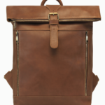 Large Brown Leather Roll-Top Backpack | Minimalist Travel Backpack