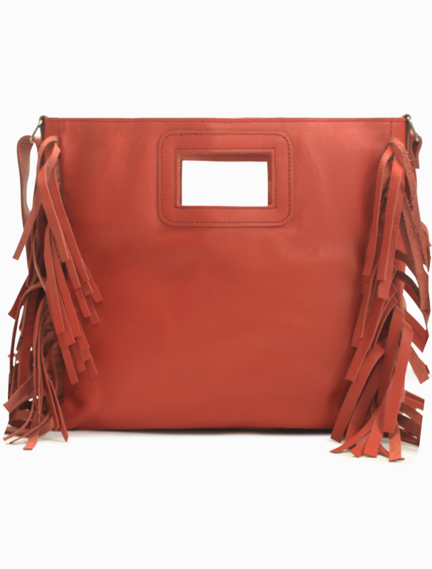 Red Leather Fringe Crossbody Bag | Boho Shoulder Bag