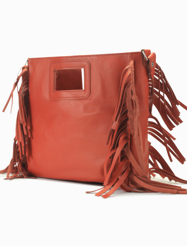 Red Leather Fringe Crossbody Bag | Boho Shoulder Bag