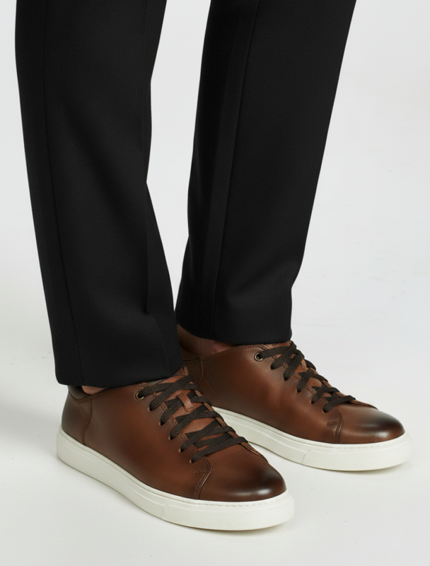 Rich Brown Leather Low-Top Sneakers | Minimalist Italian-Inspired Casual Trainers