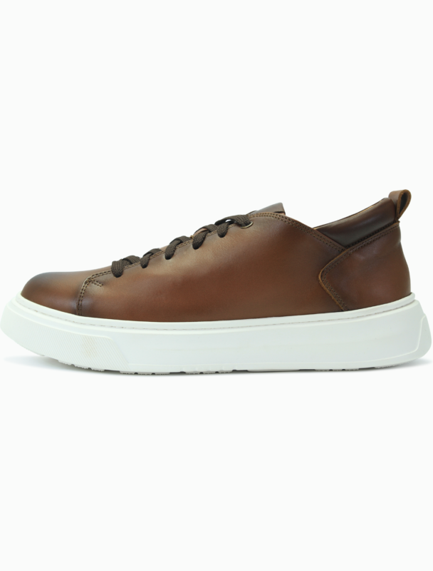 Rich Brown Leather Low-Top Sneakers | Minimalist Italian-Inspired Casual Trainers