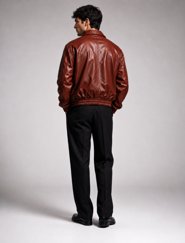Classic Burgundy Leather Bomber Jacket | Unisex Zip-Up Aviator Jacket